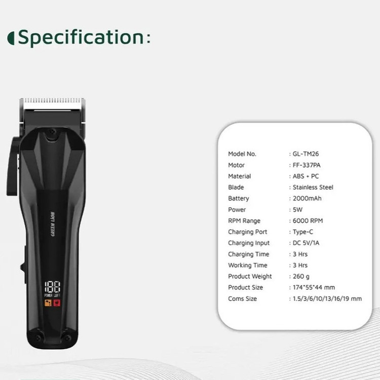 ماشین اصلاح موی سر و صورت شارژی گرین لاین مدل Clip-Pro Professional